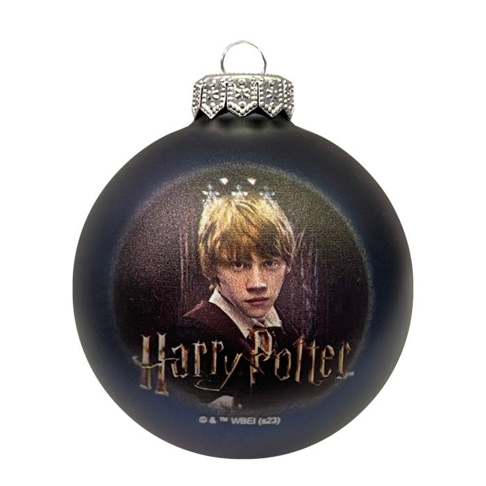 Kék üveg karácsonyfadísz, Harry Potter – Ron Weasley, 8 cm