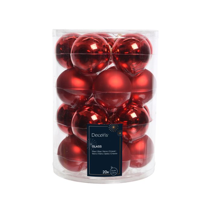 Üveg gömbdísz szett piros színben