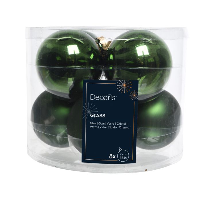 Üveg gömbdísz szett sötétzöld színben