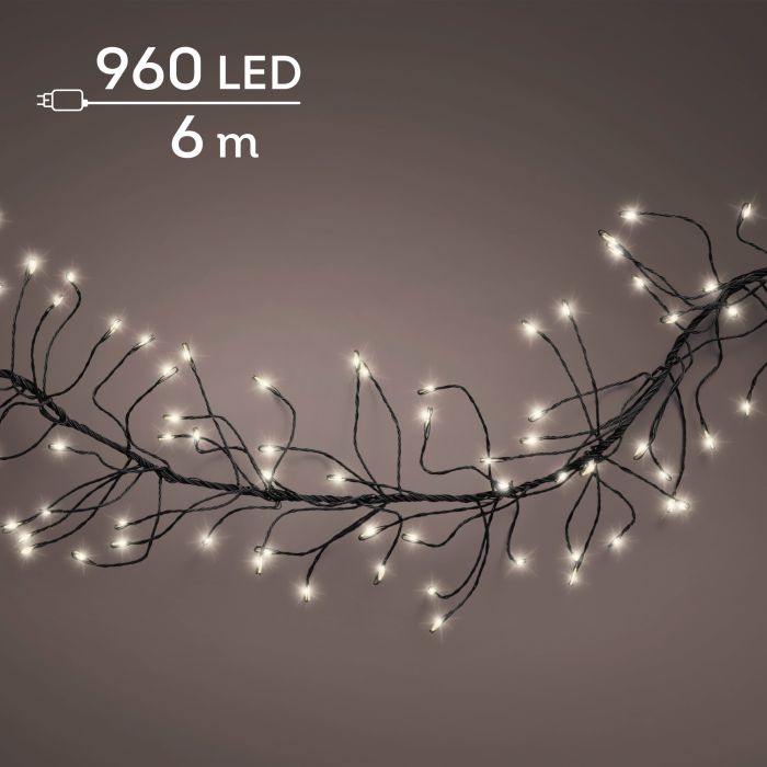 Lumineo Mikro LED cluster fényfüzér melegfehér fénnyel 960 LED 6 m fekete kábellel