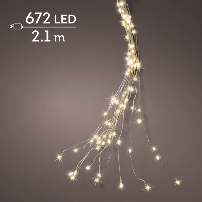 Lumineo Függőleges mikro LED fényfüzér melegfehér fénnyel 672 LED 21 m ezüst kábellel