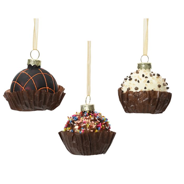 Muffin alakú üveg karácsonyfadísz vegyes színben
