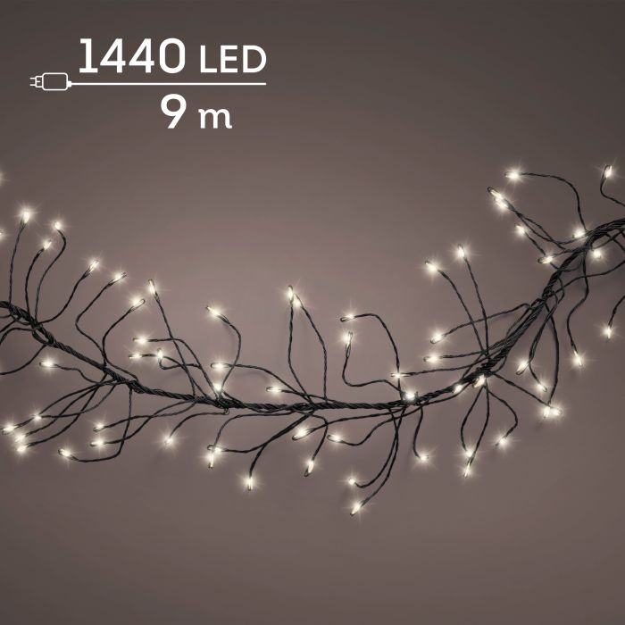 Lumineo Mikro LED cluster fényfüzér, melegfehér fénnyel, 1440 LED, 9 m, fekete kábellel