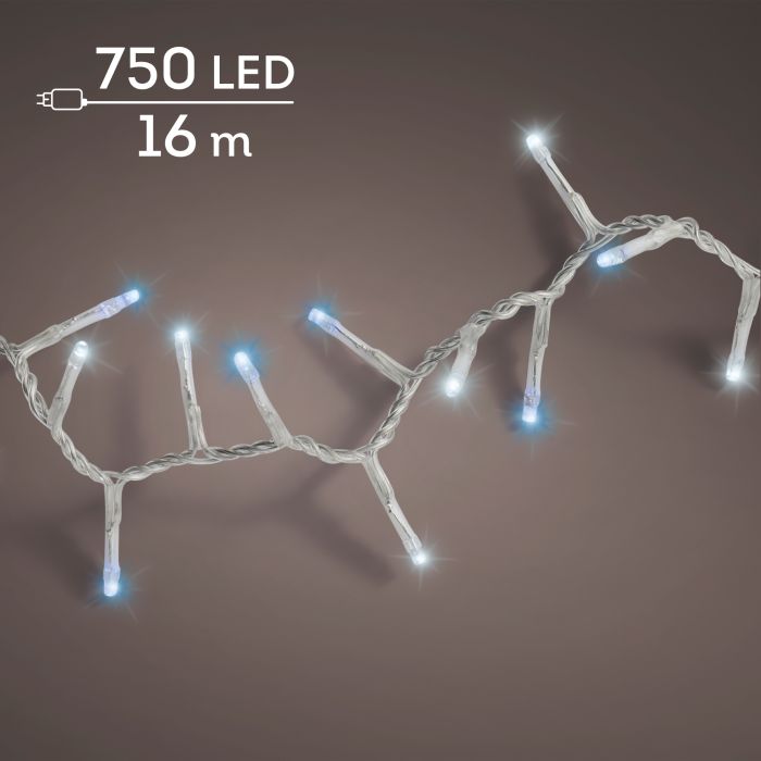 Lumineo LED kompakt fényfüzér, hidegfehér és kék fénnyel, 750 LED, 16 m, átlátszó kábellel