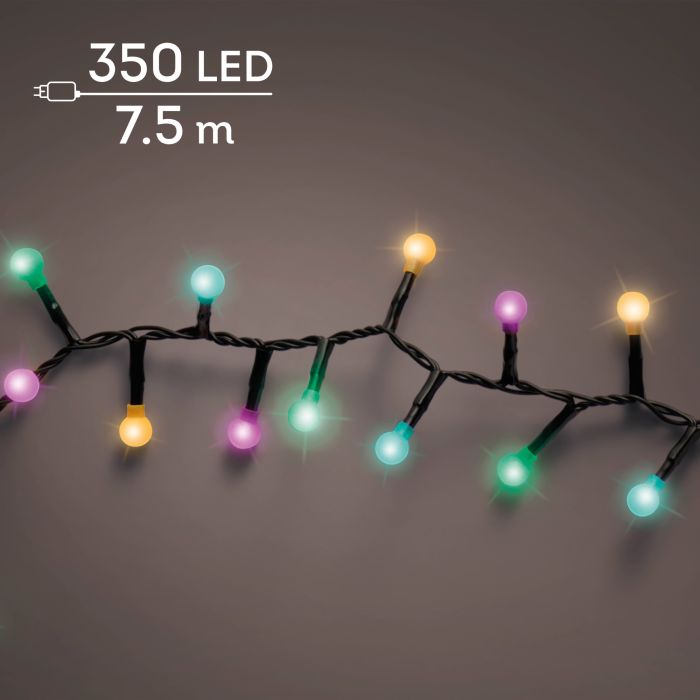 Lumineo Cherry LED fényfüzér pasztellszínű fénnyel 350 LED 75 m fekete kábellel