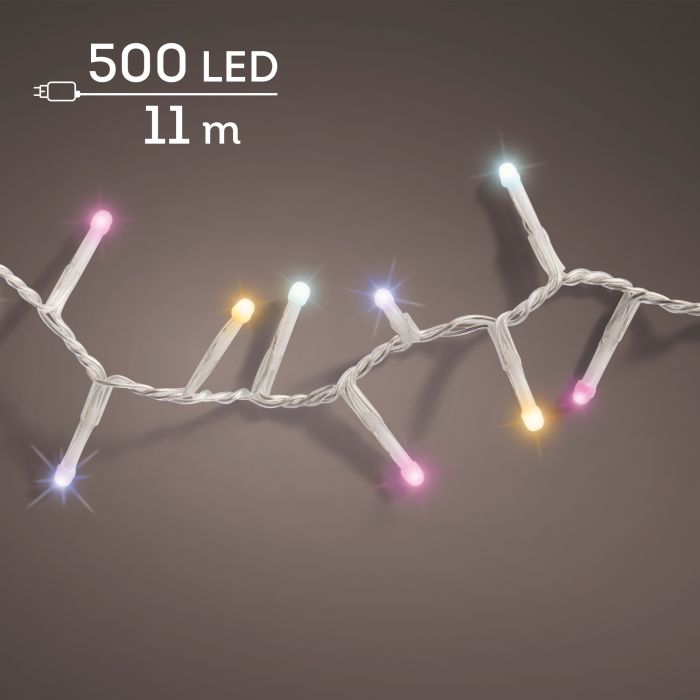 Lumineo Soft Glow LED kompakt fényfüzér többszínű fénnyel 500 LED 11 m átlátszó kábellel