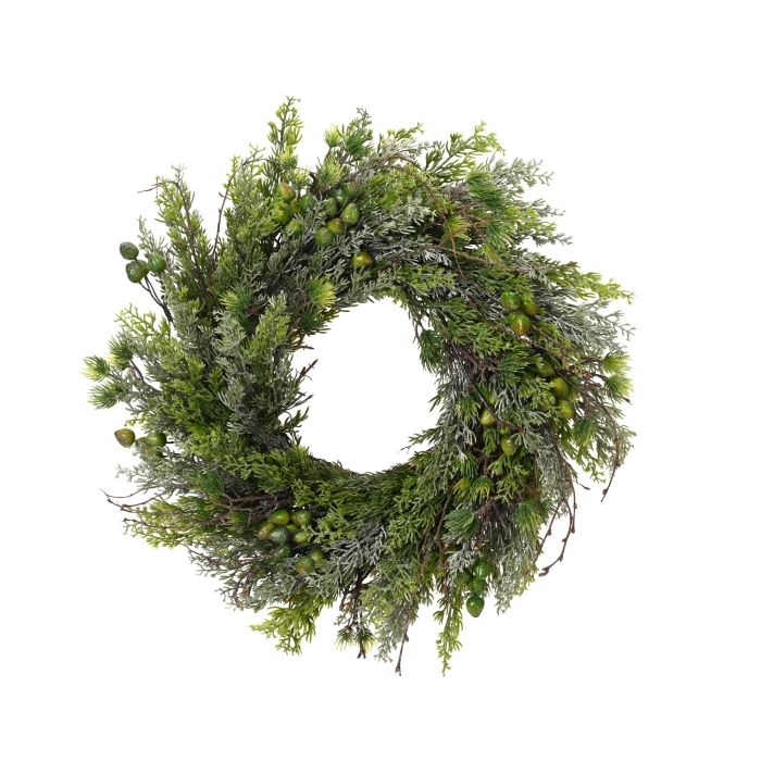 Zöld csillogó koszorú, Ø 40 cm; magasság: 12 cm