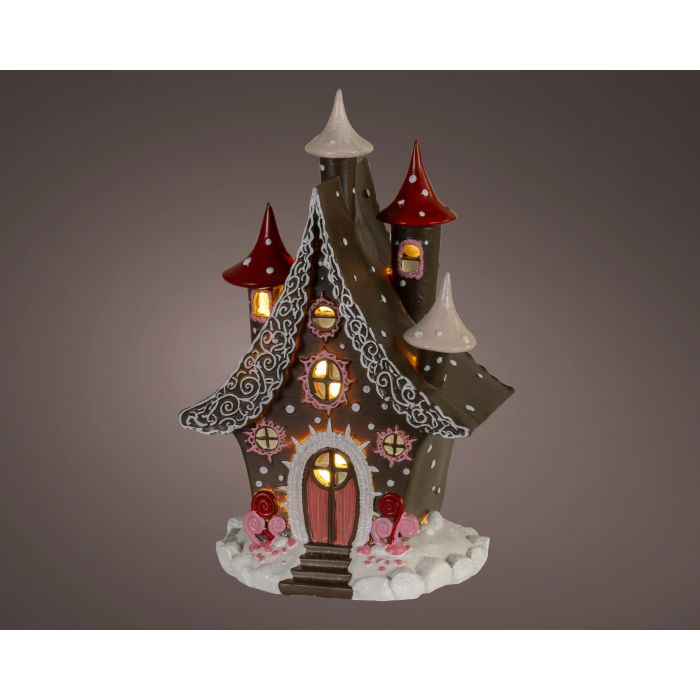 Barna LED-es műgyantaház, hossz: 16,4 cm; szélesség: 13,1 cm; magasság: 26 cm