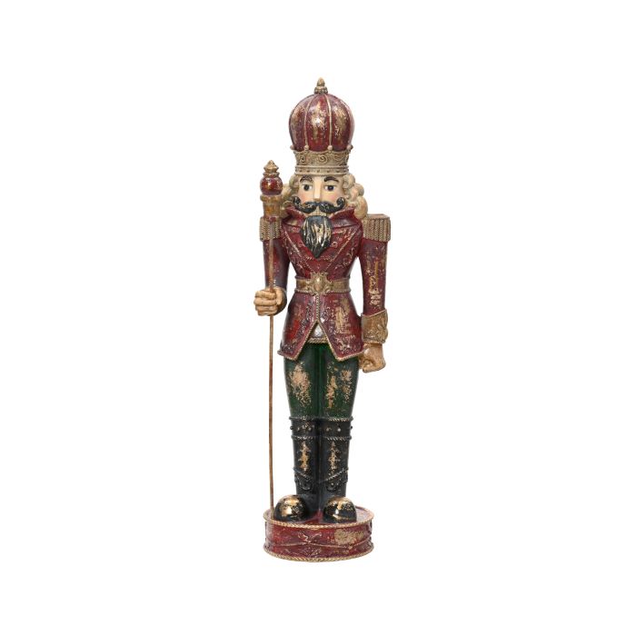 Matt antracit műgyanta diótörő figura, hossz: 10 cm; szélesség: 11 cm; magasság: 39,5 cm