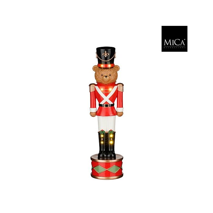 LED-es maci diótörő piros ruhában, 45 cm