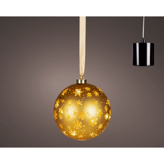 Arany forgó LED-es gömbdekoráció, Ø 19 cm