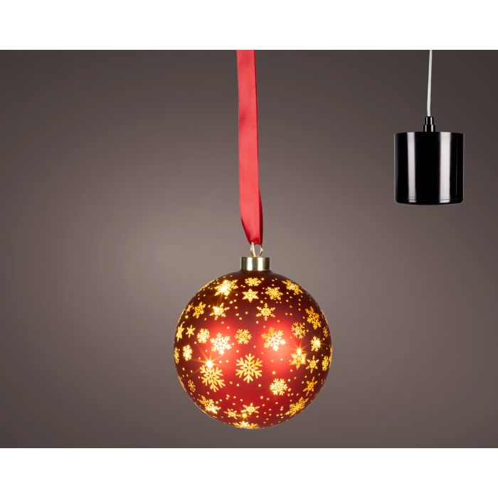 Piros forgó LED-es gömbdekoráció, Ø 14 cm