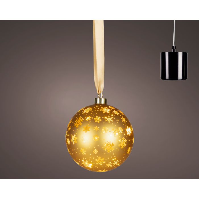 Arany forgó LED-es gömbdekoráció, Ø 14 cm