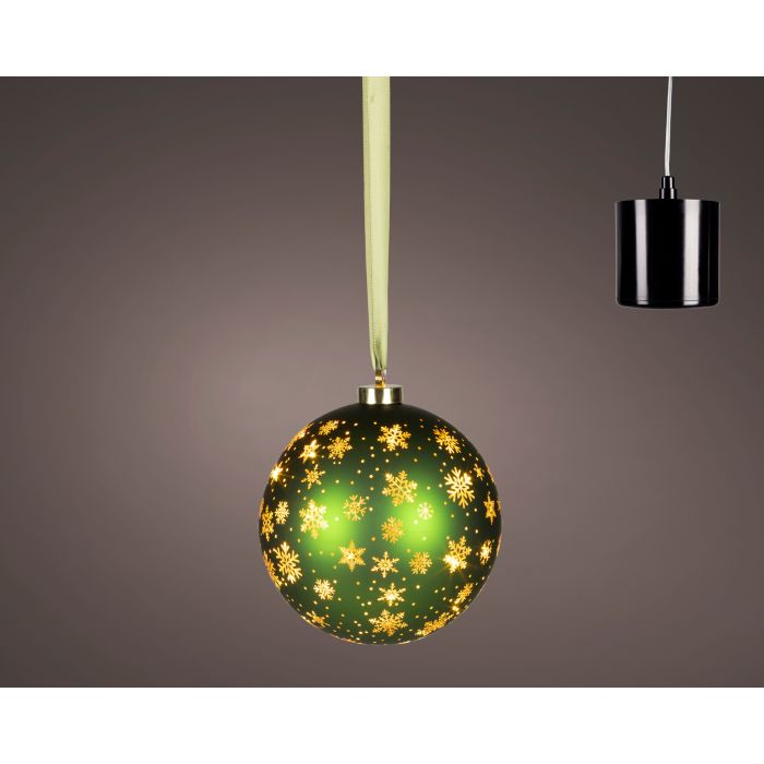 Zöld forgó LED-es gömbdekoráció, Ø 19 cm