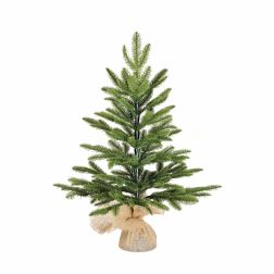 műfenyő zsákvászonba rejtett talppal, 60 cm magas