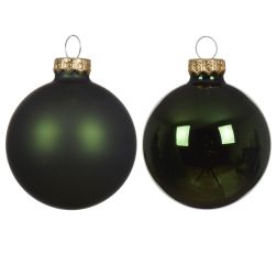 Üveg gömbdísz sötétzöld színben 20 darab, 6 cm