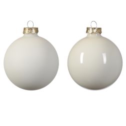 Üveg gömbdísz törtfehér színben 16 darab, 8 cm