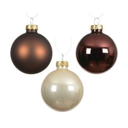Üveg gömbdísz barnás színekben 16 darab, 8 cm