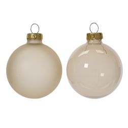 Üveg áttetsző gömbdísz pezsgő színben 6 darab, 6 cm
