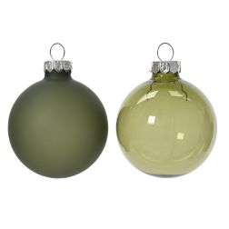 Üveg áttetsző gömbdísz zöld színben 6 darab, 6 cm