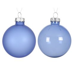 Üveg áttetsző gömbdísz világoskék színben 6 darab, 6 cm