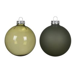 Üveg áttetsző gömbdísz zöld színben 4 darab, 8 cm