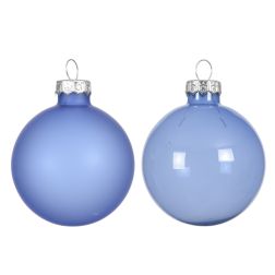 Üveg áttetsző gömbdísz világoskék színben 4 darab, 8 cm