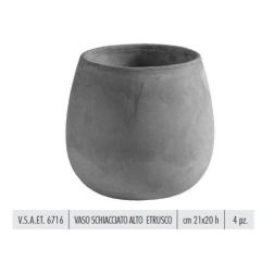 Terracotte Italia Vaso Schiacciatto Alto Etrusco agyag cserép 21 cm