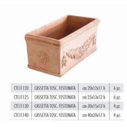 Terracotte Italia Cassetta Tosc. Festonata agyag virágláda 20 cm