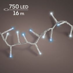 LED kompakt fényfüzér 750 égővel, 8 funkcióval és csillogó fényeffekttel, 16 m