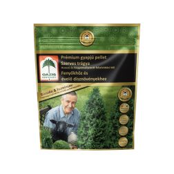 Oázis prémium gyapjú pellet szerves trágya Fenyőkhöz és évelő dísznövényekhez 750 g