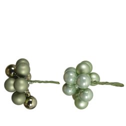Mini üveg gömbdíszek zöld színekben 10 darab, 2 cm