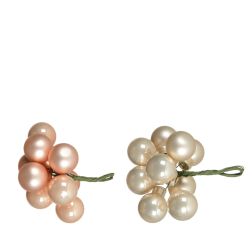 Mini üveg gömbdíszek bézs színekben 10 darab, 2 cm
