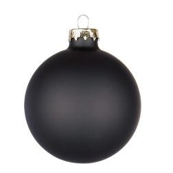  Üveg karácsonyfagömb matt fekete színben, 8 cm