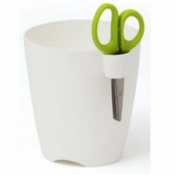 Elho Brussels Herbs Single S White műanyag kaspó fűszerollóval