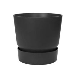 Elho Greenville Round Living Black műanyag növénytartó 25 cm