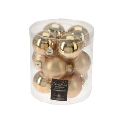 Karácsonyfagömb arany színekben 12 darabos csomagban, 6 cm