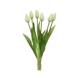 Bimbós tulipán művirág fehér színben, 10x40 cm