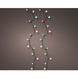 fényfüzér időzítővel, 120 színes LED gömb 3 méretben, 900 cm