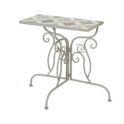 Balkon félasztal vasból mozaik mintával, 58x29x63,5 cm