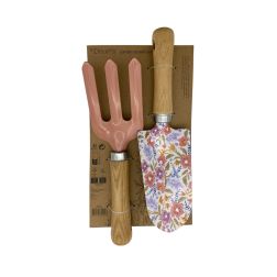 Decoris Kerti szerszámkészlet kerti gereblye kerti lapát 25/28cm rózsaszín