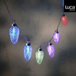 színes fényű elemes fényfüzér tobozokkal 10 LED izzóval, IP44