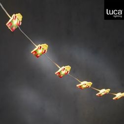 klasszikus feh&eacute;r f&eacute;nyű elemes f&eacute;nyf&uuml;z&eacute;r aj&aacute;nd&eacute;kokkal 10 LED izz&oacute;val, 100 cm