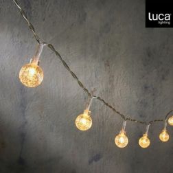 klasszikus fehér fényű elemes fényfüzér gömbökkel 10 LED izzóval, 100 cm