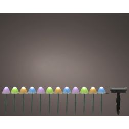 Fehér gomba alakú szolárlámpa füzér, meleg fehér fénnyel, 4.5x275x20