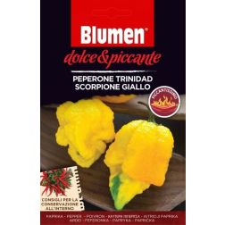 Blumen Peperone Trinidad Scorpion Giallo, nagyon csípős sárga skorpió pepperóni chili paprika vetőmag