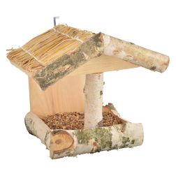 Esschert Design barna fa madáretető 29,2x25,5x24,4 cm, szalmatetővel