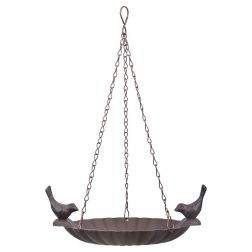 Esschert Design függeszthető szürke fém madáretető és itató 20,3x14,2x8,2 cm