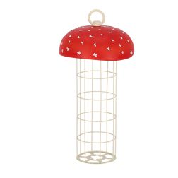 Esschert Design függeszthető piros fém faggyúgolyó-tartó madáretető 13,0x13,0x24,5 cm, önadagolós