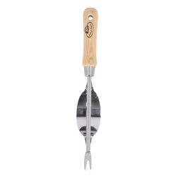 Rozsdamentes ac&eacute;l k&eacute;zi lombseprű, fa ny&eacute;llel, 36 cm